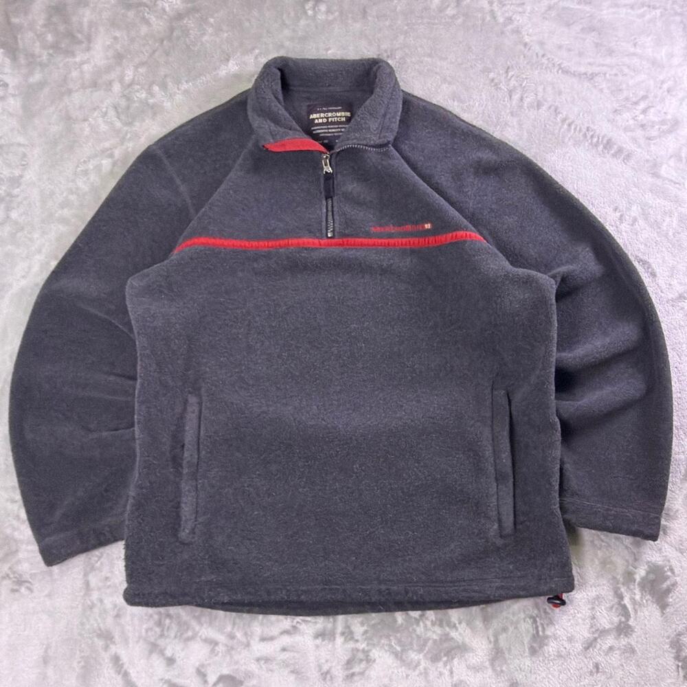 Vintage Abercrombie & Fitch 92 Fleece Pullover Men’s M Gray 1/4 Zip Y2K